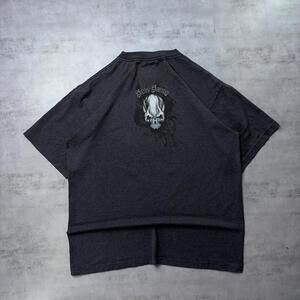 Y2K Grey JNCO Jeans Grunge Skull Skater T-Shirt